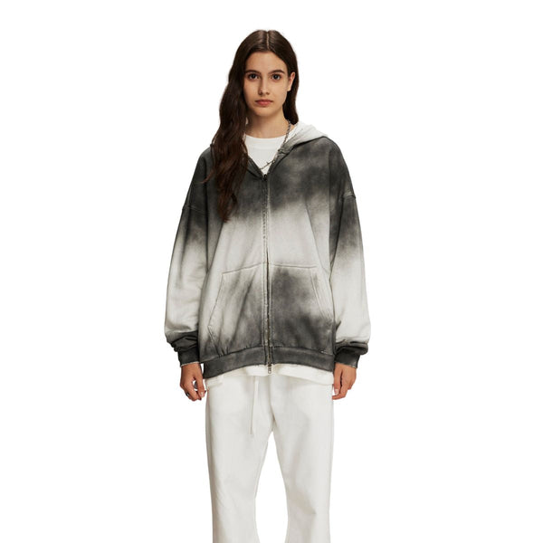 Women's Brush Paint Double Slider Zip Hoodie-INNBLAC