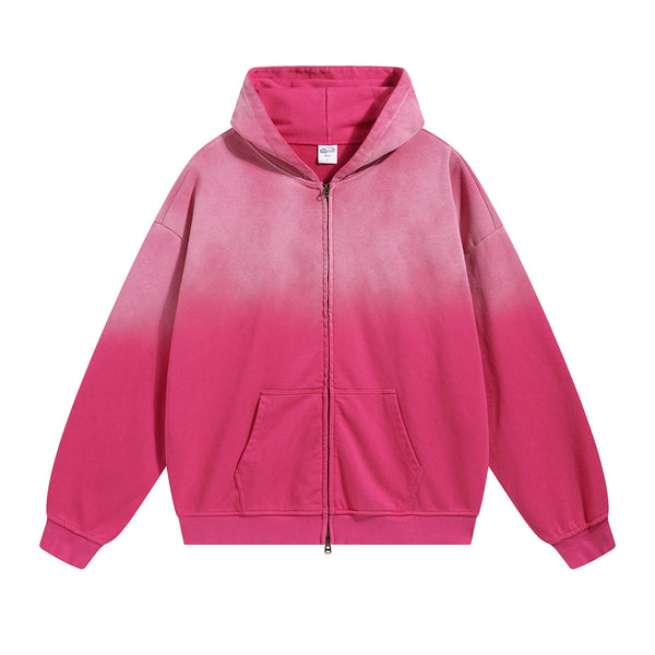 Women's Faded Double Slider Zip Hoodie-INNBLAC