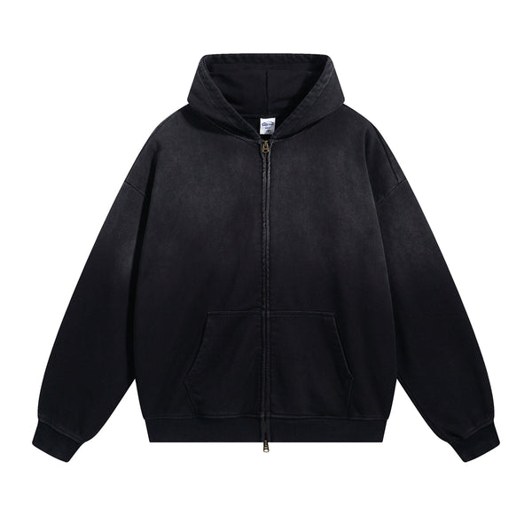 Women's Faded Double Slider Zip Hoodie-INNBLAC