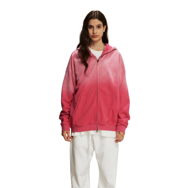 Women's Faded Double Slider Zip Hoodie-INNBLAC