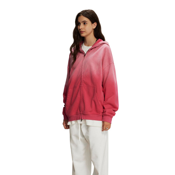 Women's Faded Double Slider Zip Hoodie-INNBLAC