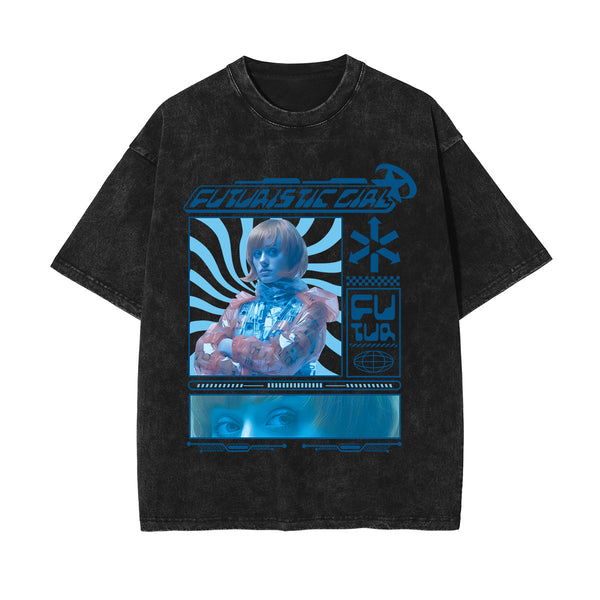 Futuristic Girl Y2k Streetwear Graphic Tee-INNBLAC