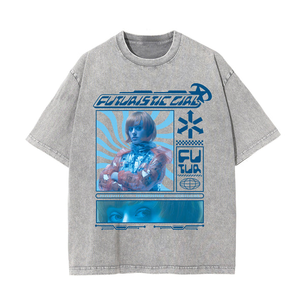 Futuristic Girl Y2k Streetwear Graphic Tee-INNBLAC
