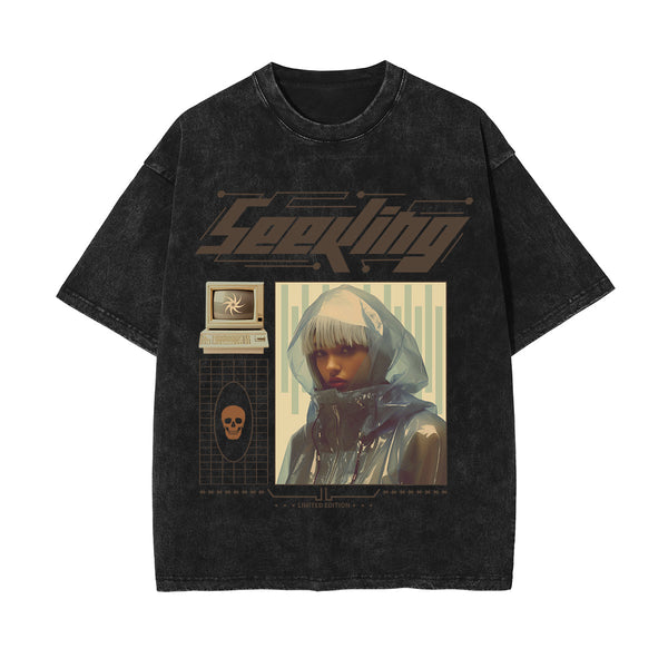 Girl Y2k Streetwear Graphic Washed Tee-INNBLAC