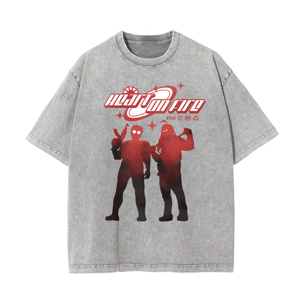 Heart On Fire Y2K Graphic Tee-INNBLAC