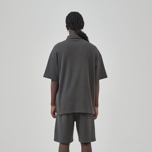 Heavyweight Waffle-knit Polo Shirt 9.7oz-INNBLAC