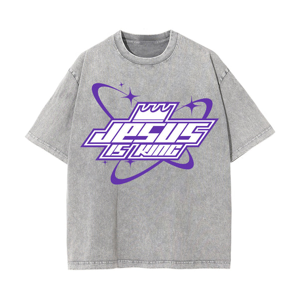 Jesus Is King Christian Y2K Graphic Tee-INNBLAC