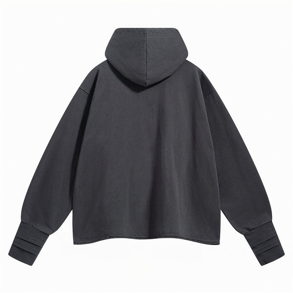 Women's Raw Edge Hem Thumb Holes Hoodie-INNBLAC