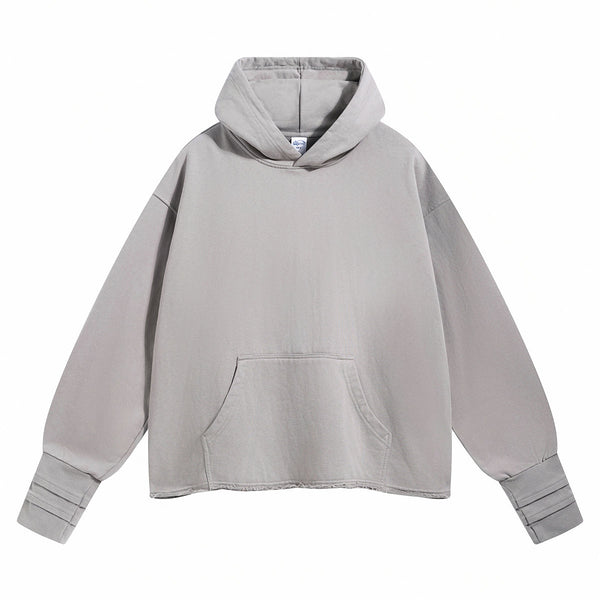 Women's Raw Edge Hem Thumb Holes Hoodie-INNBLAC