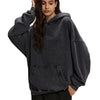 Women's Washed Distressed Thick Hoodie-INNBLAC