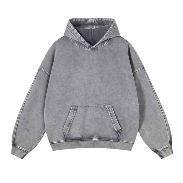 Women's Washed Distressed Thick Hoodie-INNBLAC