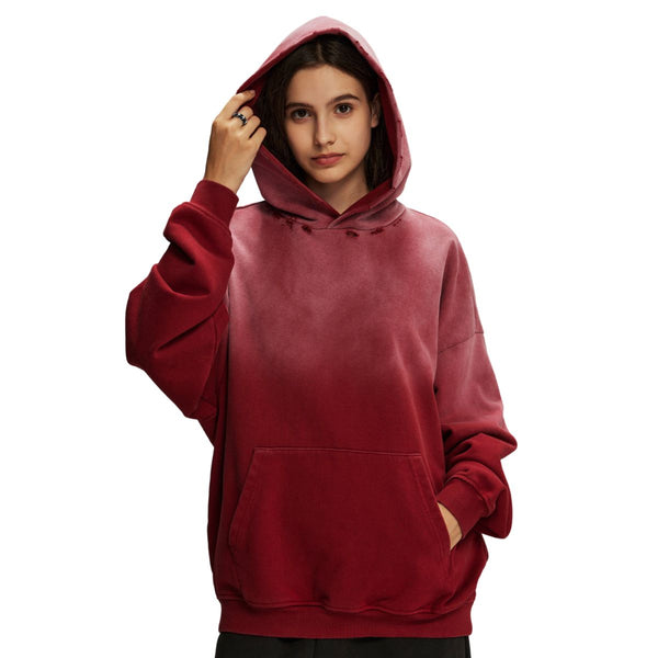 Women's Washed Faded Distressed Hoodie-INNBLAC