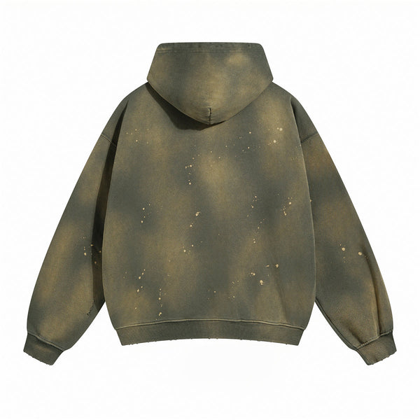 Women's Acid Wash Faded Ripped Hoodie-INNBLAC