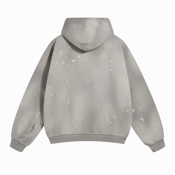 Women's Acid Wash Faded Ripped Hoodie-INNBLAC