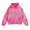 Women's Acid Wash Faded Ripped Hoodie-INNBLAC