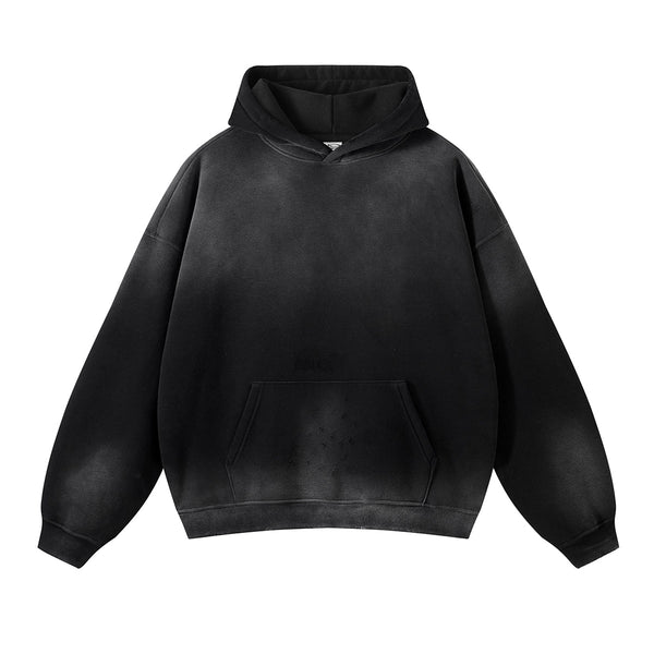 Women's Washed Ripped Kangaroo Pocket Hoodie-INNBLAC