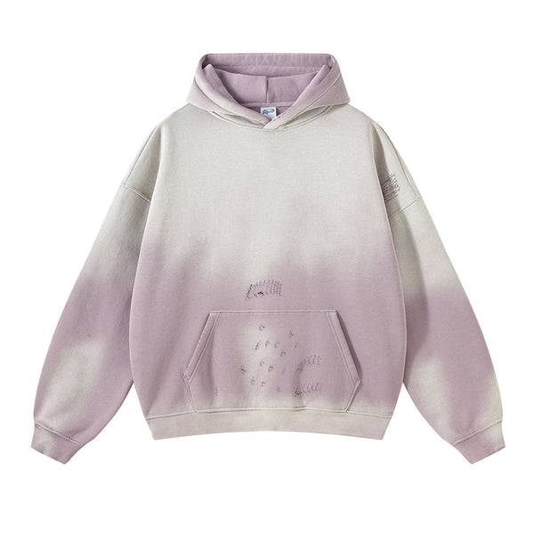 Women's Washed Ripped Kangaroo Pocket Hoodie-INNBLAC