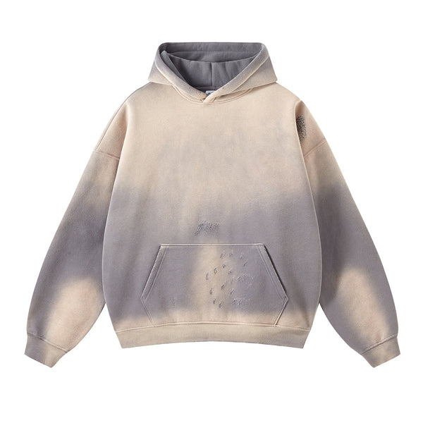Women's Washed Ripped Kangaroo Pocket Hoodie-INNBLAC