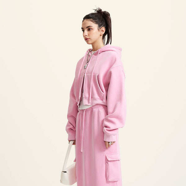 Women's Double Slider Zip Crop Hoodie-41bb0b-16