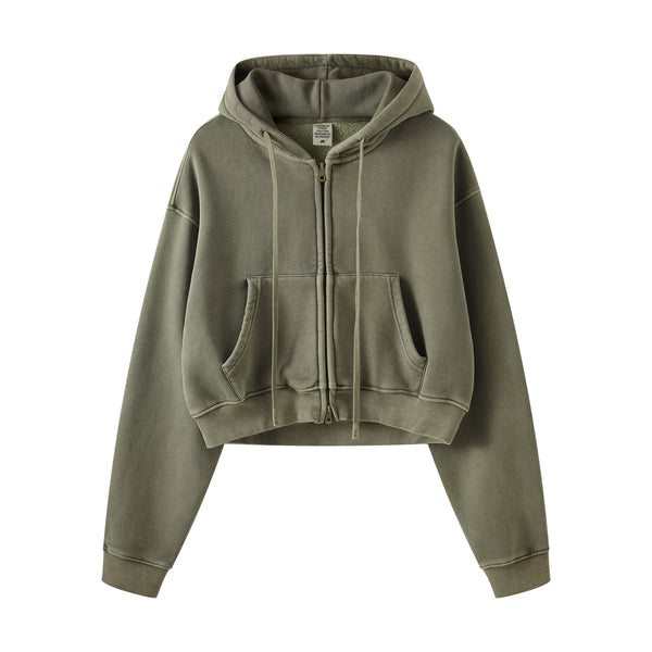 Women's Double Slider Zip Crop Hoodie-41bb0b-16