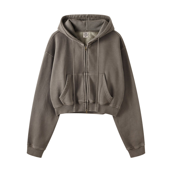 Women's Double Slider Zip Crop Hoodie-41bb0b-16