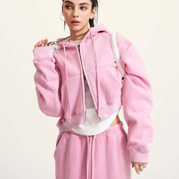 Women's Double Slider Zip Crop Hoodie-41bb0b-16