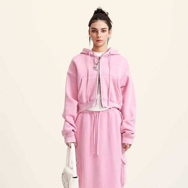 Women's Double Slider Zip Crop Hoodie-41bb0b-16