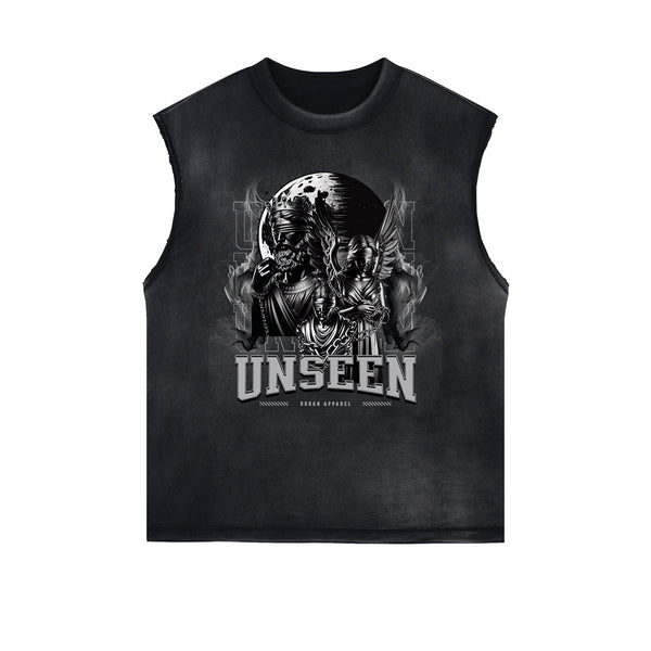 Distressed Gothic Death Motif Tank Top