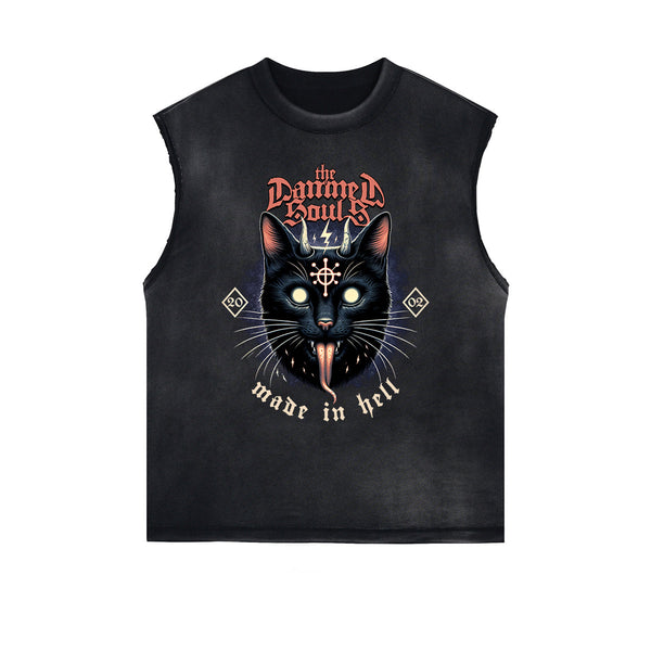 Distressed Gothic Death Motif Tank Top