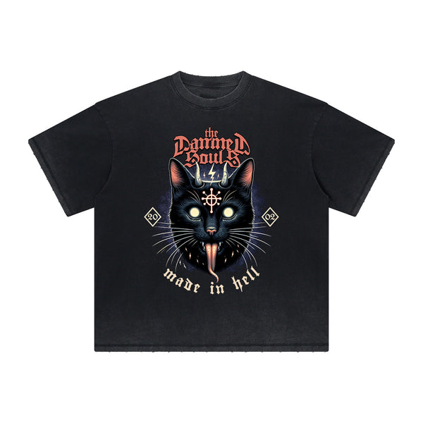 Vintage-Style Frayed Gothic Death Motif Tee