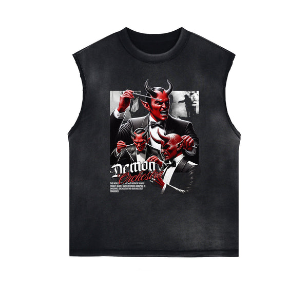 Distressed Gothic Death Motif Tank Top