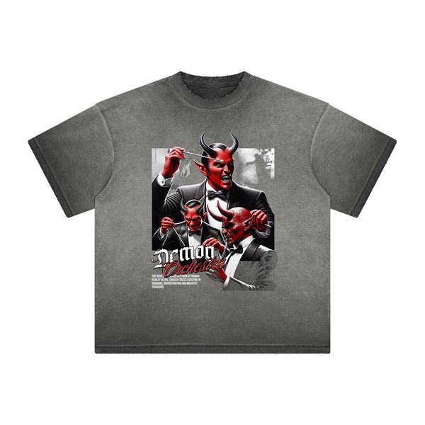 Heavyweight Washed Gothic Death Motif Tee