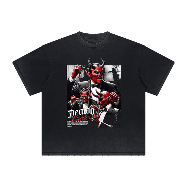 Vintage-Style Frayed Gothic Death Motif Tee