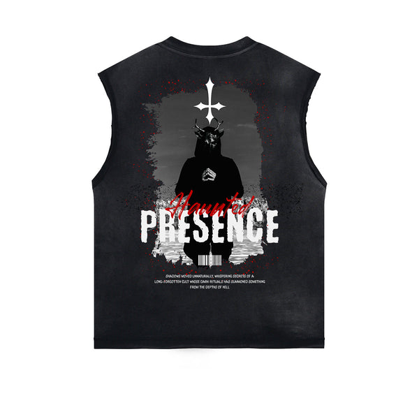 Distressed Gothic Death Motif Tank Top