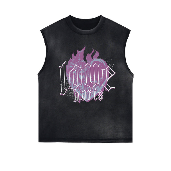 Distressed Gothic Death Motif Tank Top