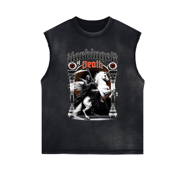 Distressed Gothic Death Motif Tank Top