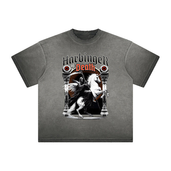 Heavyweight Washed Gothic Death Motif Tee