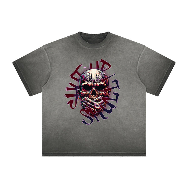 Heavyweight Washed Gothic Death Motif Tee