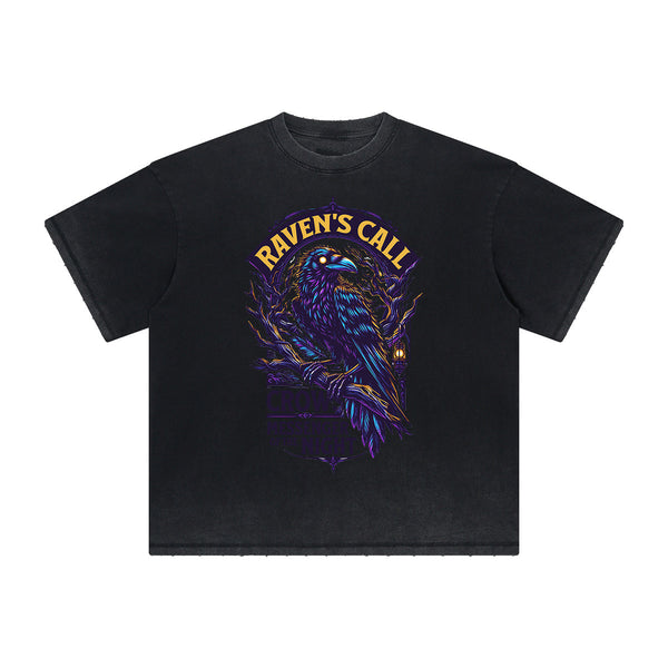 Vintage-Style Frayed Gothic Death Motif Tee