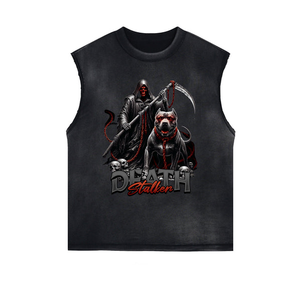 Distressed Gothic Death Motif Tank Top