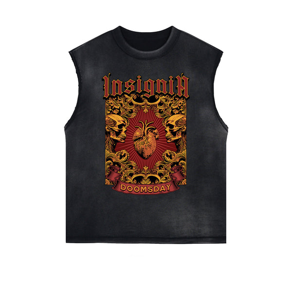 Distressed Gothic Death Motif Tank Top