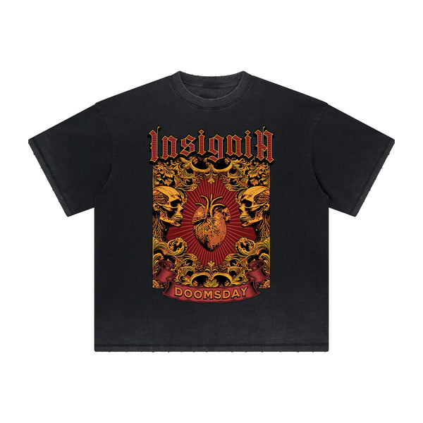 Vintage-Style Frayed Gothic Death Motif Tee