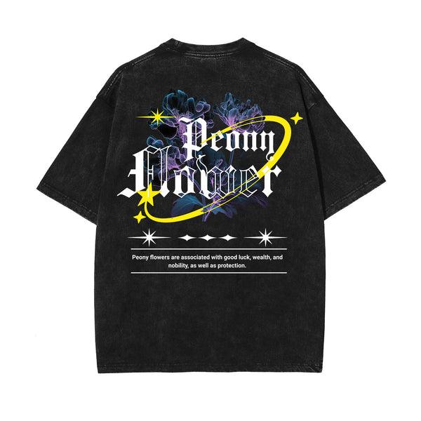 Stone-Washed Flower Graphic T-Shirt
