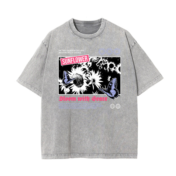 Washed Cotton Flower Graphic Tee