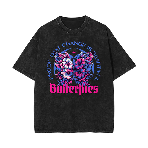 Stone-Washed Flower Graphic T-Shirt