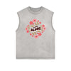 Frayed-Edge Flower Graphic Tank Top