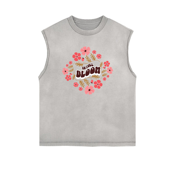Frayed-Edge Flower Graphic Tank Top
