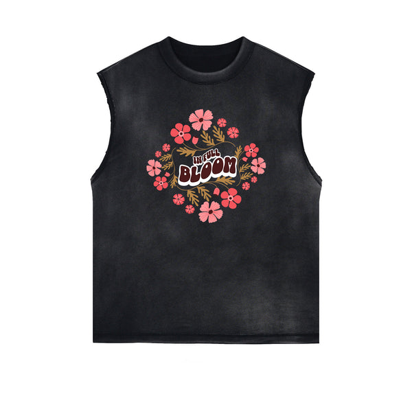 Distressed Flower Graphic Muscle Tank