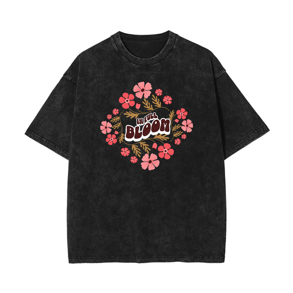 Stone-Washed Flower Graphic T-Shirt