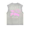 Frayed-Edge Flower Graphic Tank Top